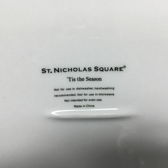 St Nicholas Tis The Season Deck The Halls Christmas White Square Plate - Picture 7 of 7